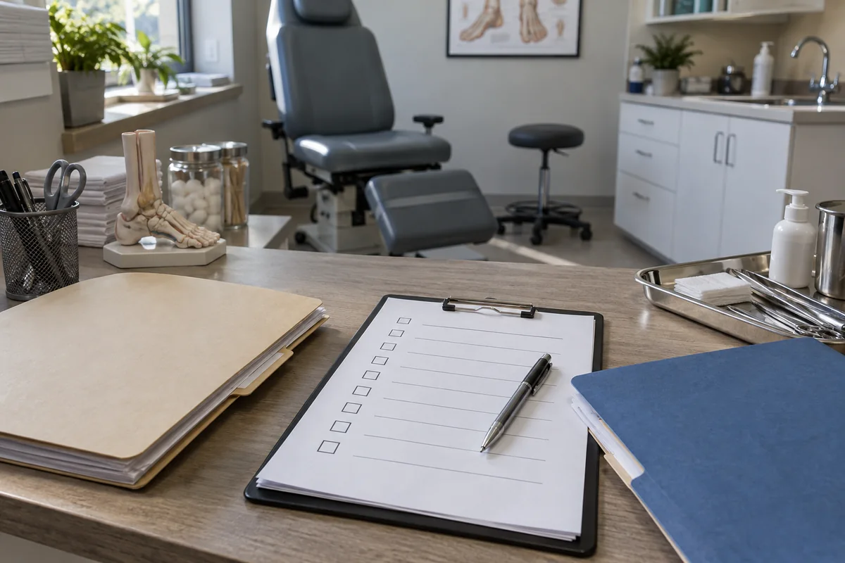 Podiatry billing workflow for visits and procedures