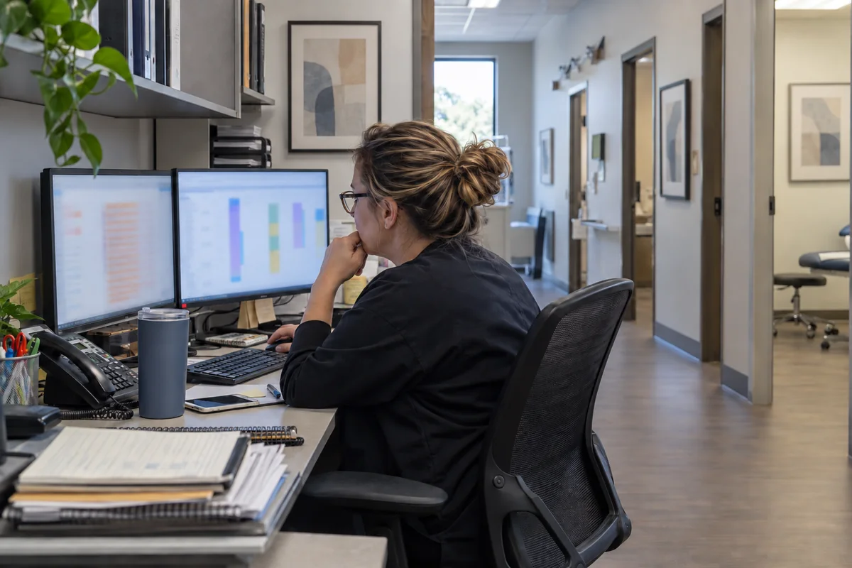 Pain management office billing lead reviewing procedure documentation exceptions