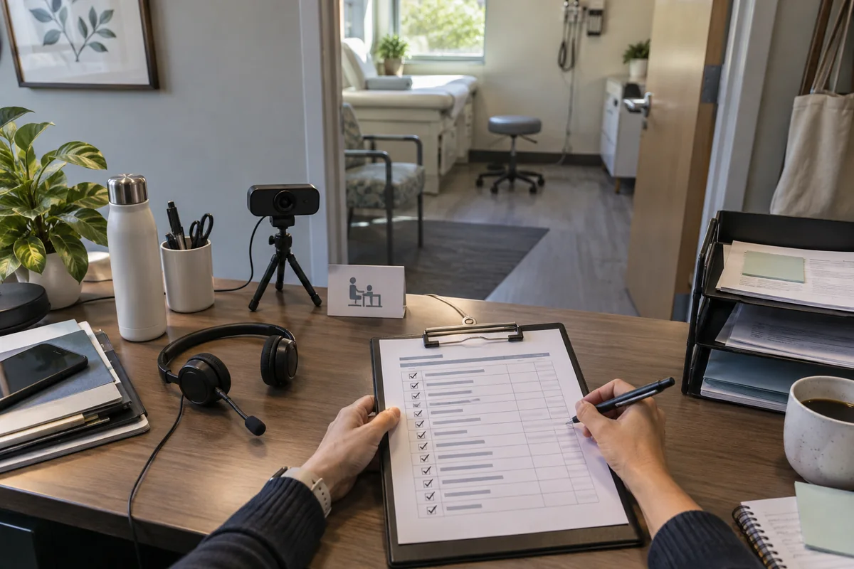 Telehealth operations coordinator reviewing virtual visit billing status