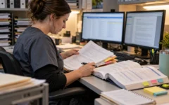 Coding reviewer preparing a de-identified pre-outsourcing sample